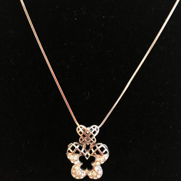 Silver Crisscross Butterly Charm Necklace - Picture 6 of 7